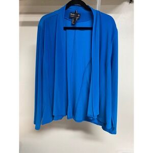 Frank Lyman Women Blue Open Front Waterfall Cardigan Jacket Size 18‎